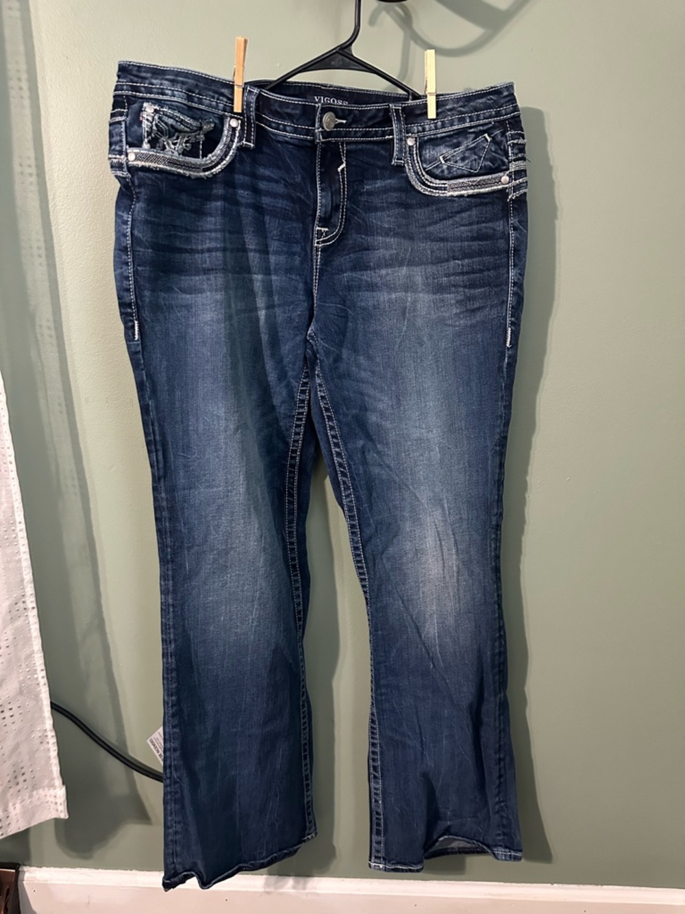 Vigoss Women's Medium/Dark Blue Bootcut Jeans with Contrast Stitching